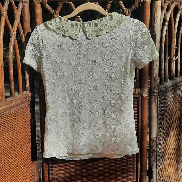 🍀3/15 Happy Lace Vintage 80s Blouse - Picture 4 of 4